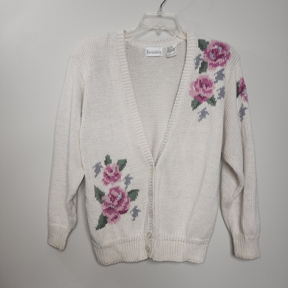 Vintage Jantzen Floral Embroidered‎ Cardigan Sweater Large - Picture 12 of 12